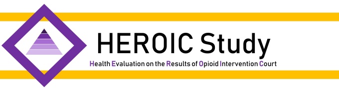 Health Evaluation of the Results of Opioid Intervention Court logo. 