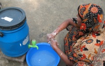 Bangladesh woman hand washing. 