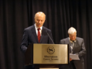 Reza Moridi, Minister of Research, Innovation and Science and Dr. Morris Milner, Professor Emeritus, University of Toronto.