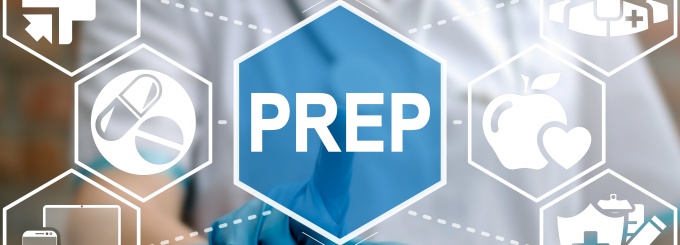 PREP word icon on virtual medical screen. 