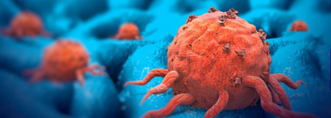 Cancer cells, 3d illustration. 