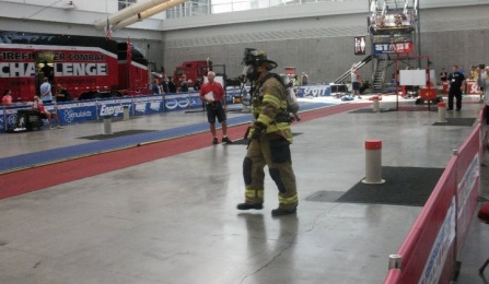 combat challenge 13 firefighter in gear. 