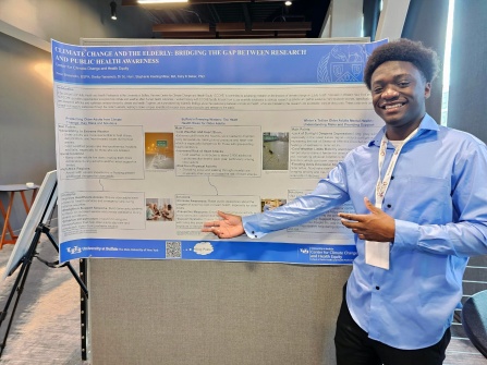 Sophomore Kevin Boasiako presented this poster at the New York State Public Health Association&rsquo;s 76th Annual Meeting in Ithaca, NY. 