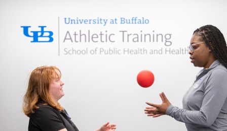 ub athletic training students practicing in the classroom. 