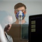 Student with Vo2max testing equipment on. 
