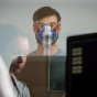 Student with Vo2max testing equipment on. 
