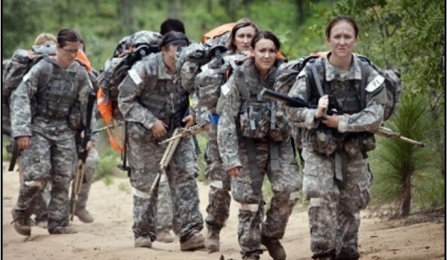 Female army soldiers. 