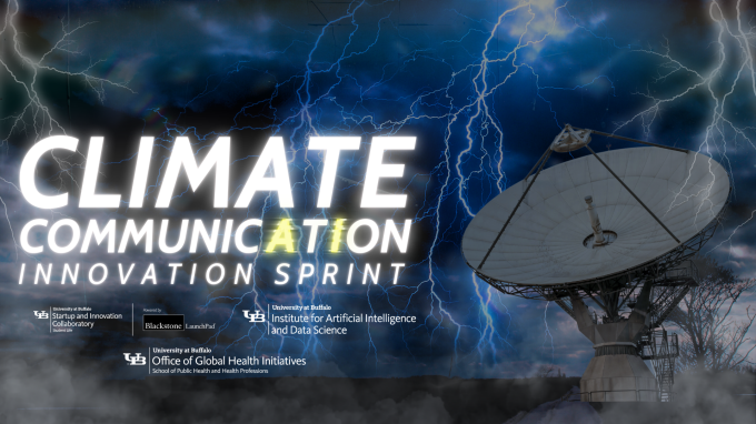 Promotional image for the Climate Communication Innovation sprint, kicking off on Jan. 7 on Zoom. 