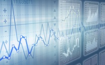 Charts and graphs on a computer screen. 