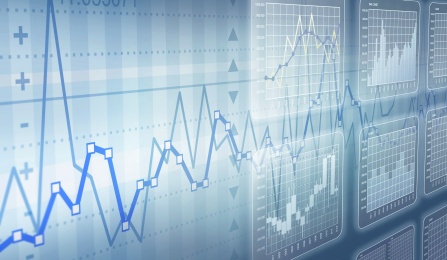 Charts and graphs on a computer screen. 