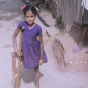 Child with crutches. 
