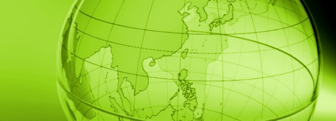 globe focusing on asia. 