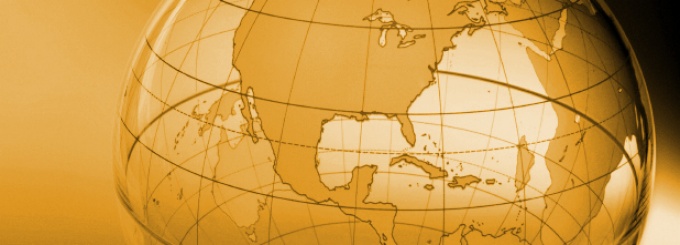 Globe showing North America. 