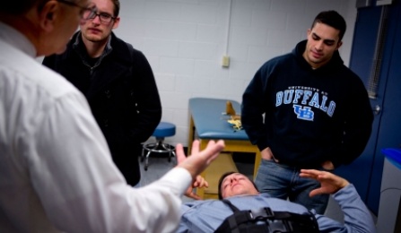 Student in a rehabilitation science lab. 