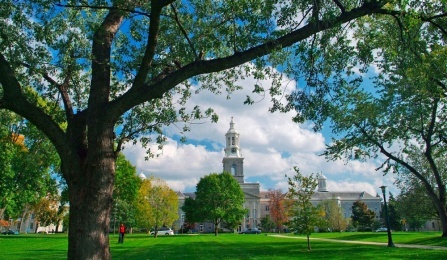 Hayes Hall outside on UB South Campus. 