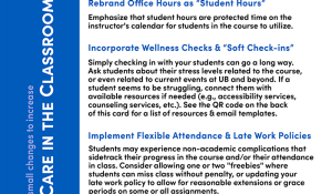 Rebrand Office hours as "Student Hours" Incorporate Wellness Checks & Softe Check ins Implement Flexible attendence and late policies. 