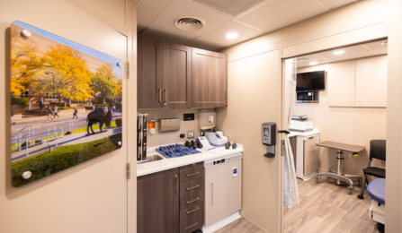 Inside UB's Health on Wheels mobile health unit. 